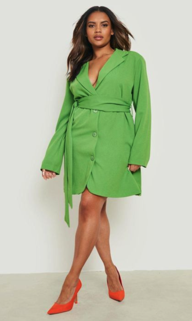 mid sized belted blazer dress fresh lime green