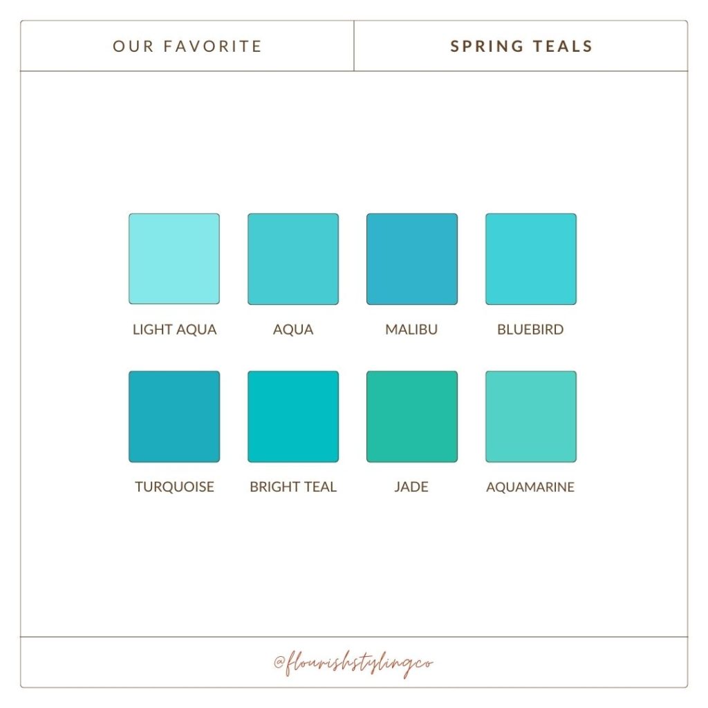 our favorite shades of teal for springs