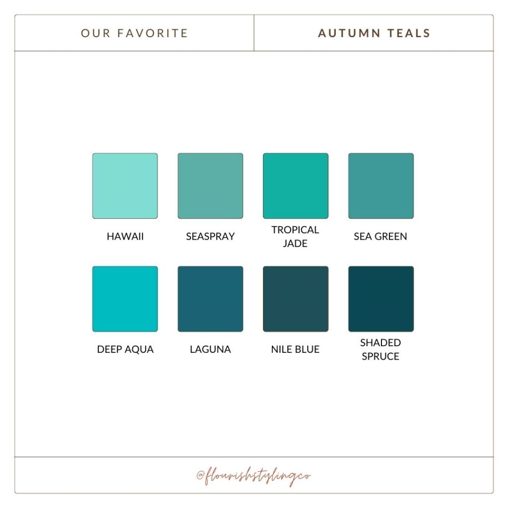 our favorite shades of teal for autumns