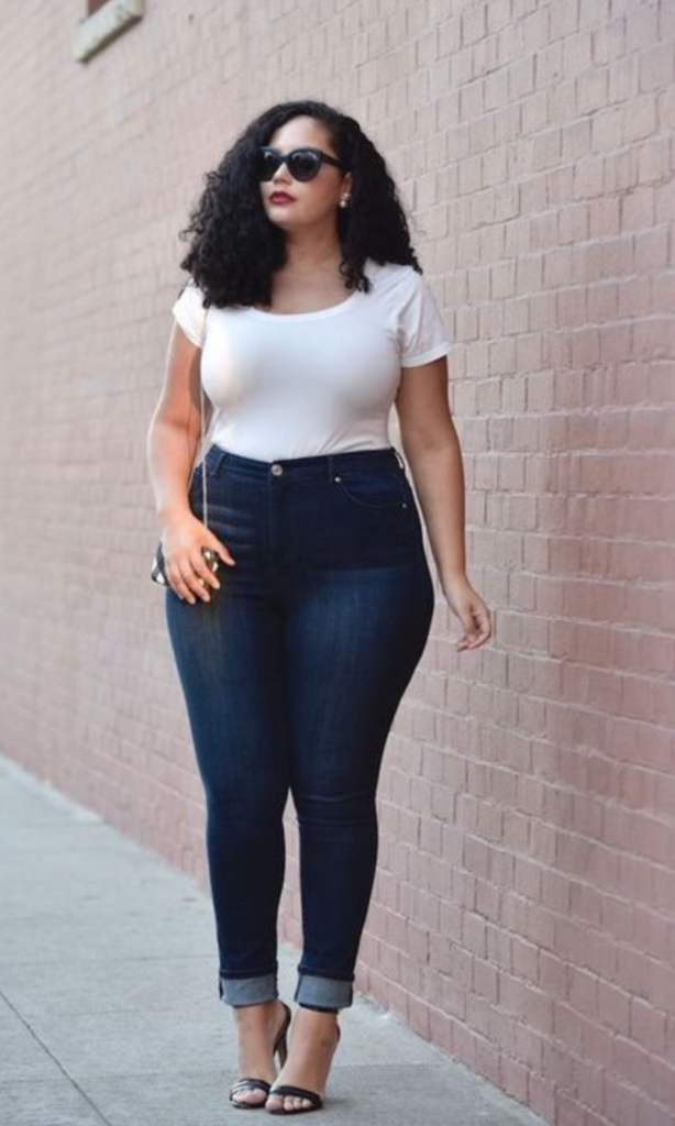 white tee style with jeans