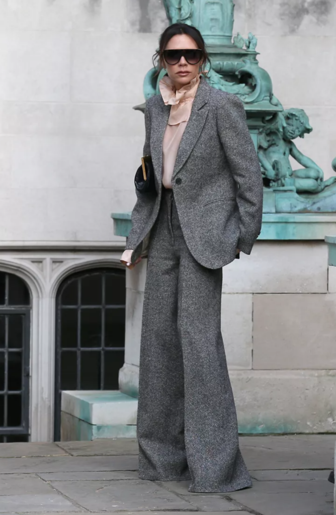 Victoria Beckham in a grey suit